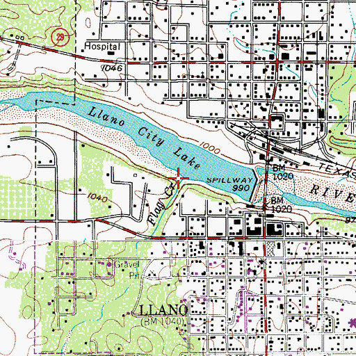 Topographic Map of Flag Creek, TX