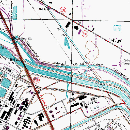 Topographic Map of Flag Lake Drainage Canal, TX