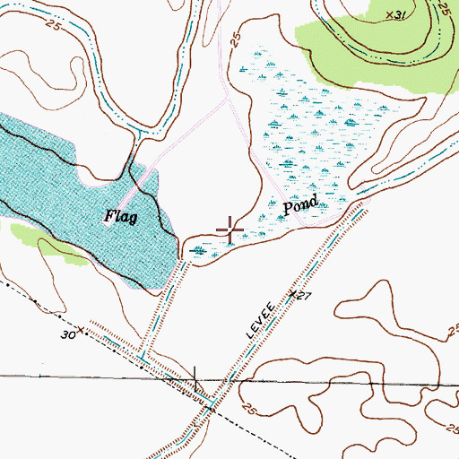 Topographic Map of Flag Pond, TX