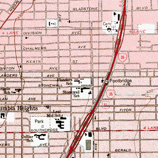 Topographic Map of Flanders School, TX