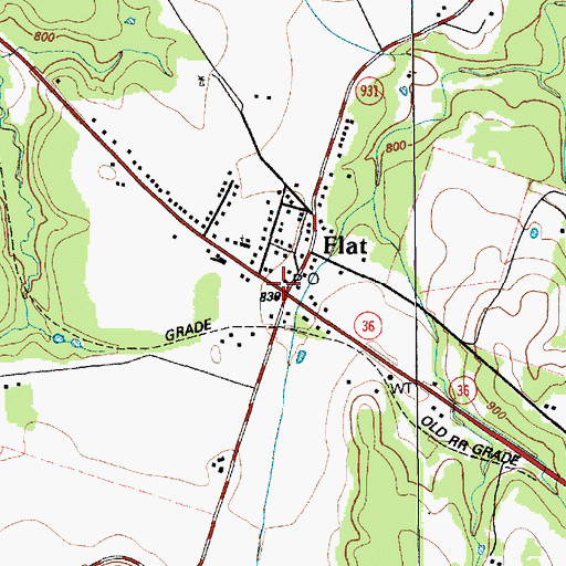 Topographic Map of Flat, TX