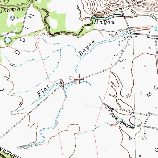 Topographic Map of Flat Bayou, TX
