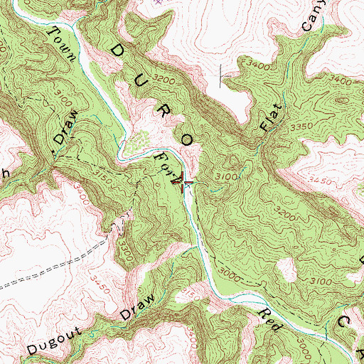 Topographic Map of Flat Canyon, TX