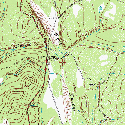 Topographic Map of Flat Creek, TX
