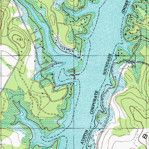 Topographic Map of Flat Creek, TX