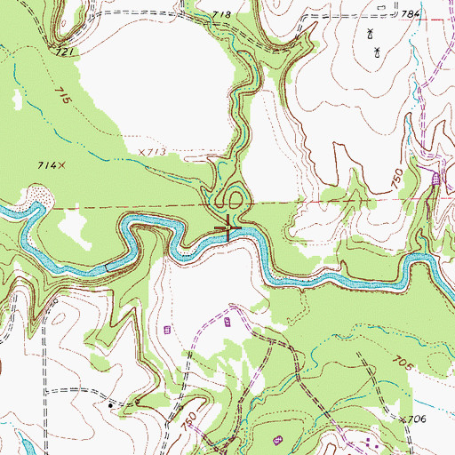 Topographic Map of Flat Creek, TX