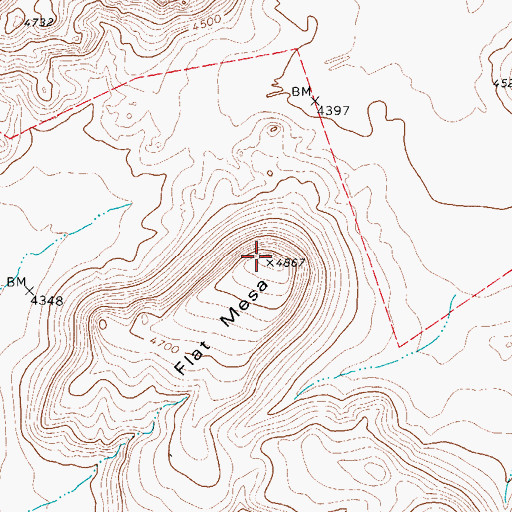 Topographic Map of Flat Mesa, TX