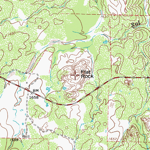 Topographic Map of Flat Rock, TX