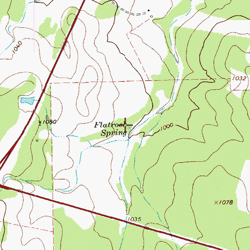 Topographic Map of Flatrock Spring, TX
