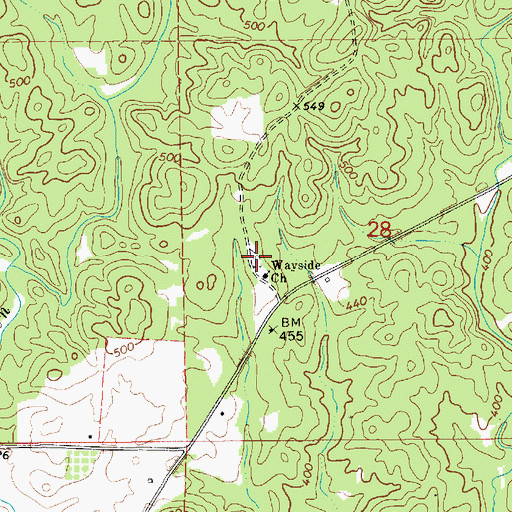 Topographic Map of Wayside Cemetery, AL