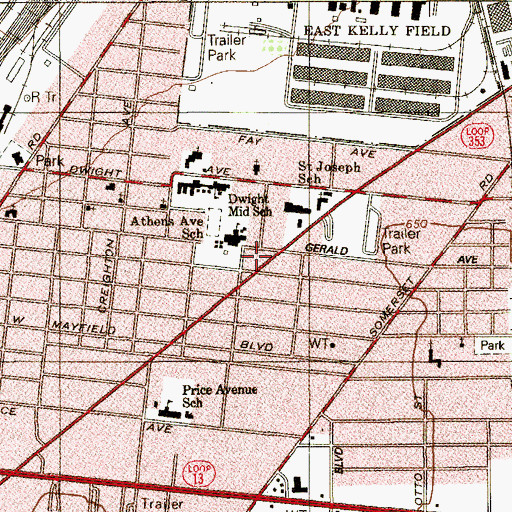 Topographic Map of Fleming Avenue School, TX