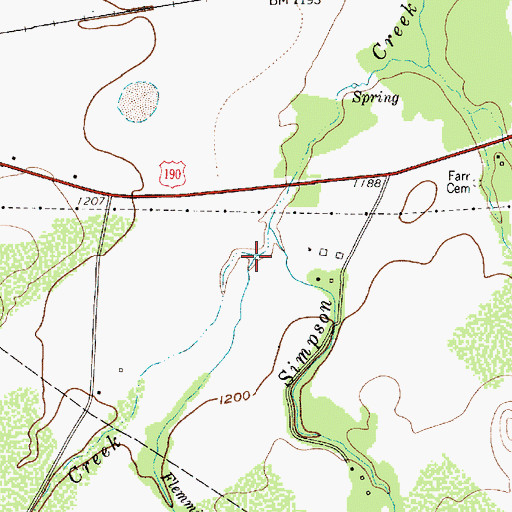 Topographic Map of Flemming Springs Branch, TX