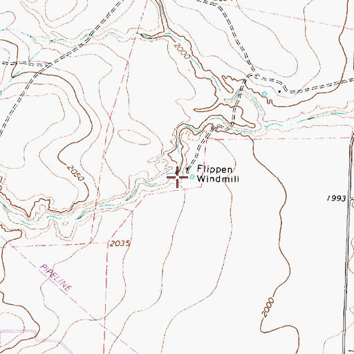 Topographic Map of Flippen Windmill, TX