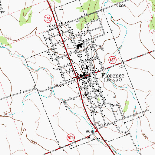Topographic Map of Florence, TX