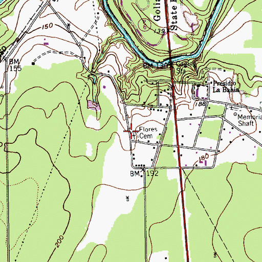 Topographic Map of Flores Cemetery, TX