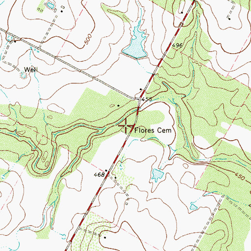 Topographic Map of Flores Cemetery, TX