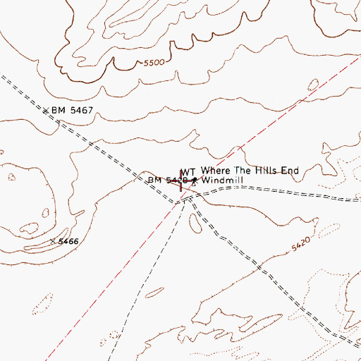 Topographic Map of Where the Hills End Windmill, AZ
