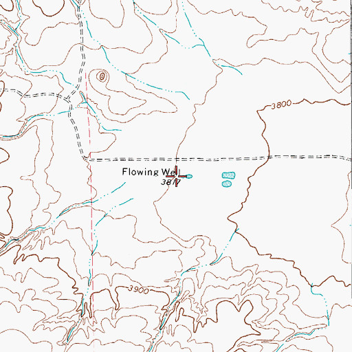 Topographic Map of Flowing Well, TX