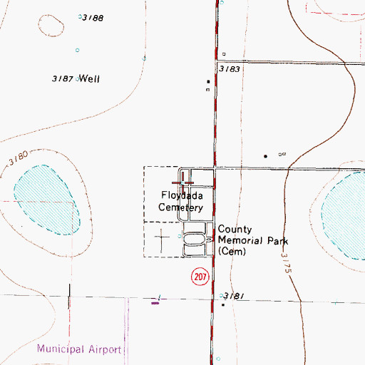 Topographic Map of Floydada Cemetery, TX