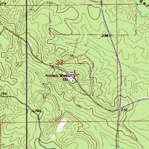 Topographic Map of Antioch West Cemetery, AL