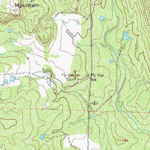 Topographic Map of Fly Gap Cemetery, TX