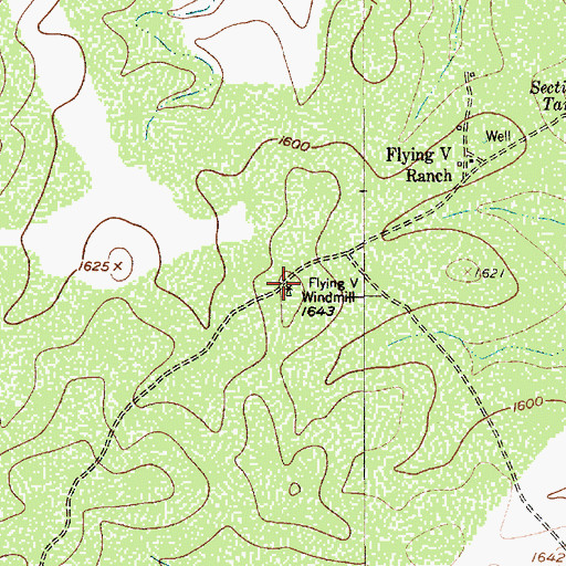 Topographic Map of Flying V Windmill, TX
