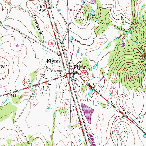 Topographic Map of Flynn, TX
