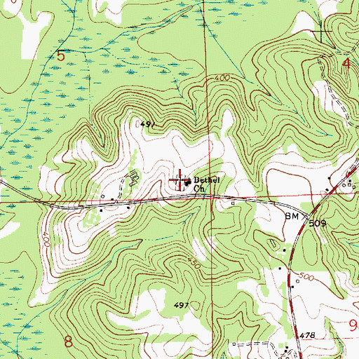 Topographic Map of Bethel Cemetery, AL