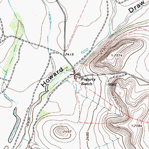 Topographic Map of Fogarty Ranch, TX