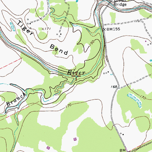 Topographic Map of Foley Branch, TX