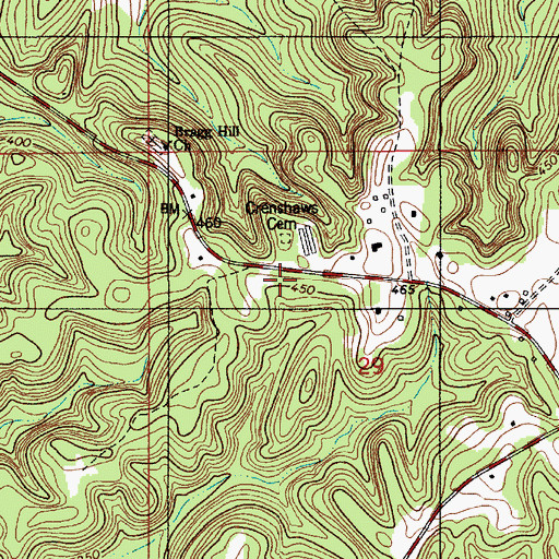 Topographic Map of Bragg Cemetery, AL