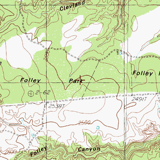 Topographic Map of Folley Park, TX