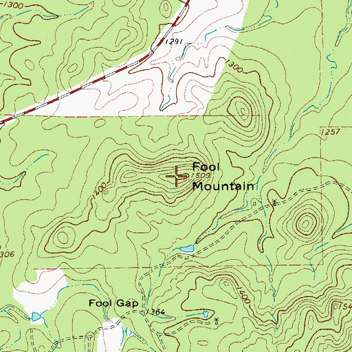Topographic Map of Fool Mountain, TX