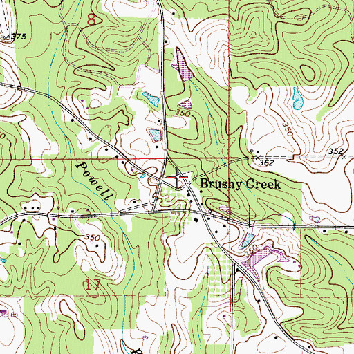 Topographic Map of Brushy Creek Cemetery, AL