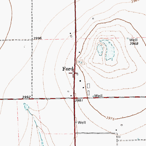Topographic Map of Ford, TX