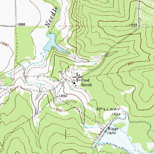 Topographic Map of Ford Ranch, TX