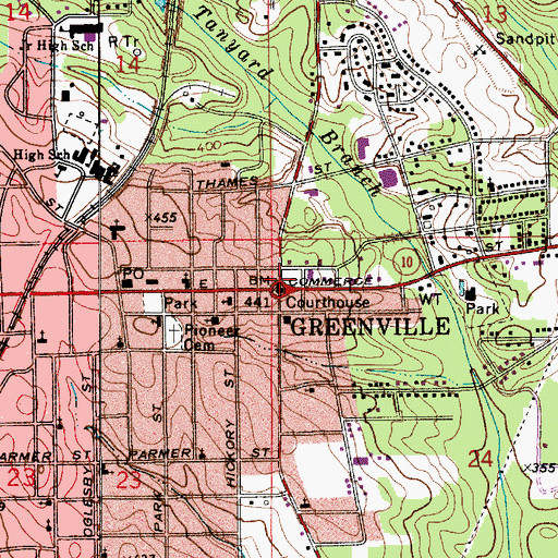 Topographic Map of Butler County Courthouse, AL