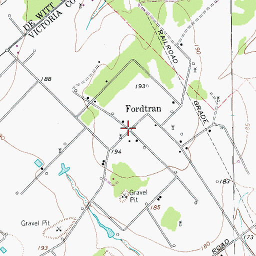 Topographic Map of Fordtran, TX