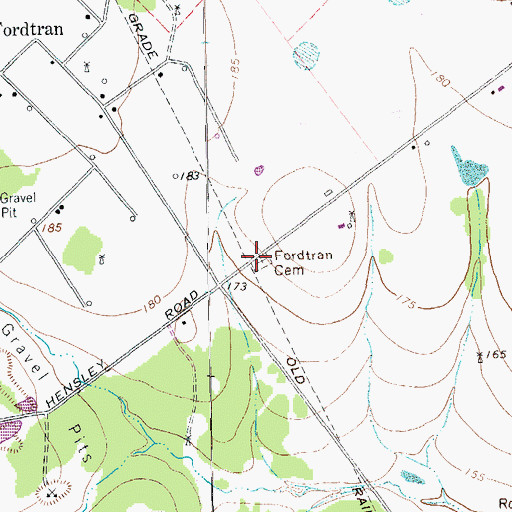 Topographic Map of Fordtran Cemetery, TX