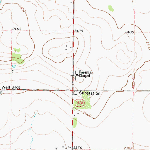 Topographic Map of Foreman Chapel, TX