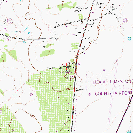 Topographic Map of Forest Glade Cemetery, TX