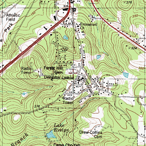 Topographic Map of Forest Hill Cemetery, TX