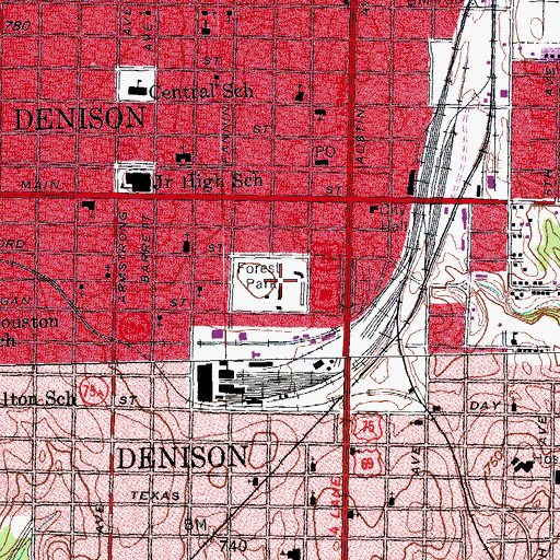 Topographic Map of Forest Park, TX