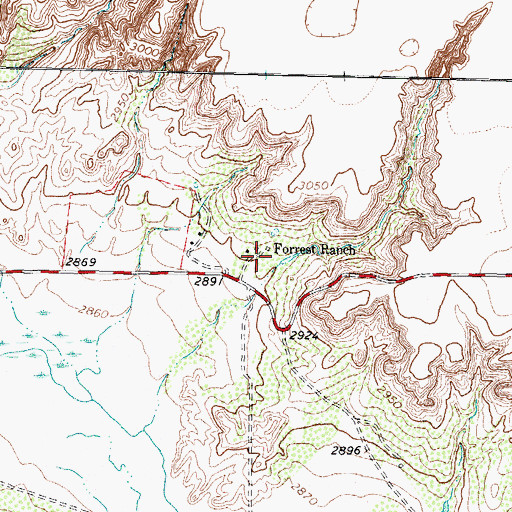 Topographic Map of Forest Ranch, TX