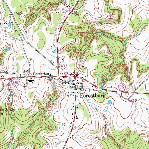 Topographic Map of Forestburg, TX