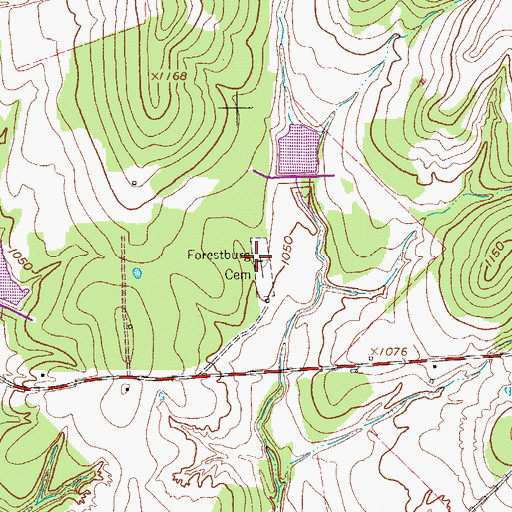 Topographic Map of Forestburg Cemetery, TX