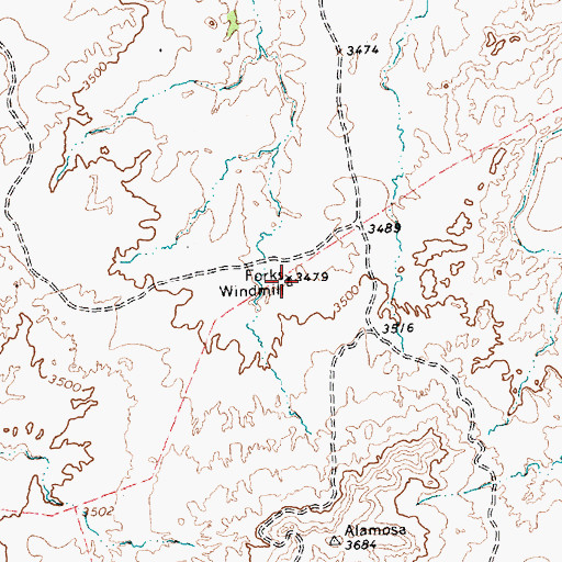 Topographic Map of Forks Windmill, TX