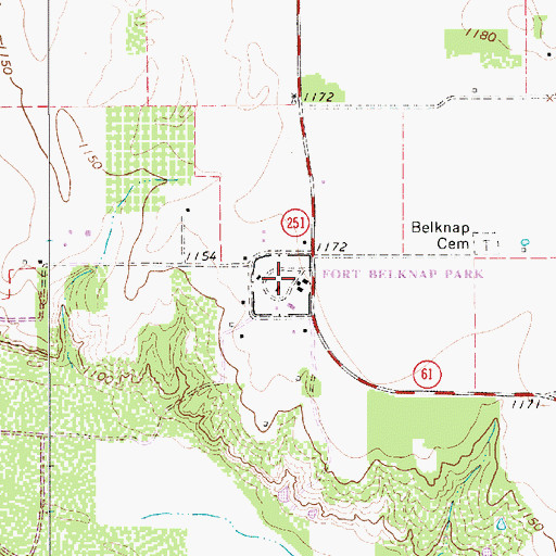 Topographic Map of Fort Belknap State Park, TX