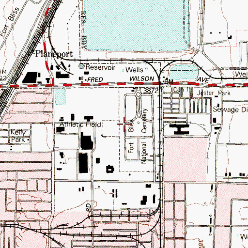 Topographic Map of Fort Bliss National Cemetery, TX