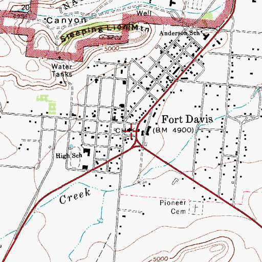 Topographic Map of Fort Davis, TX